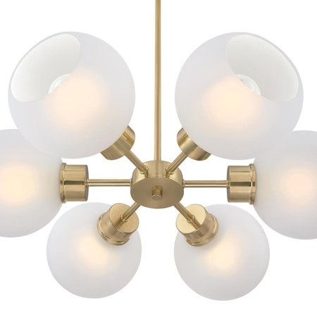 Westinghouse Chandelier 60W 6-Light Dorney Champagne Brass Frosted Glass 6128100